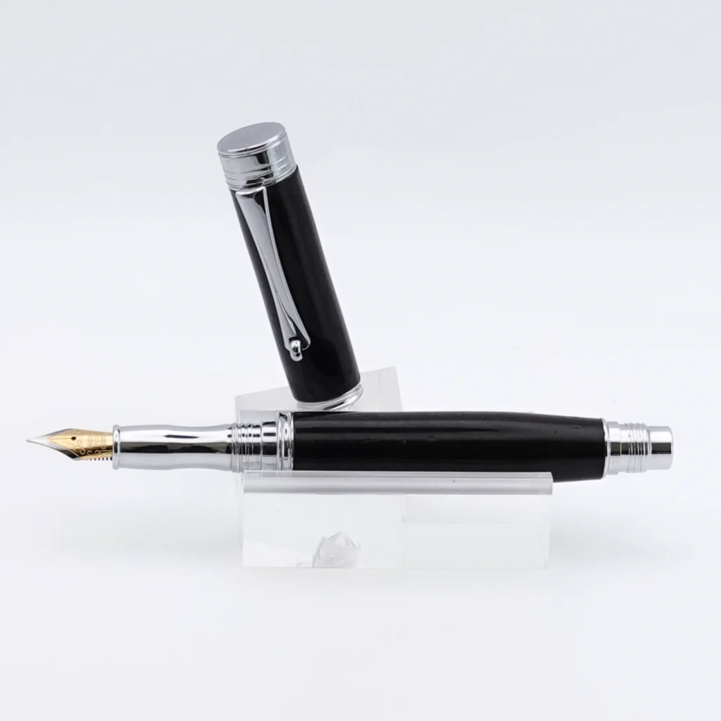 Bog Oak Fountain Pen with Chrome Plated Fittings (1245)