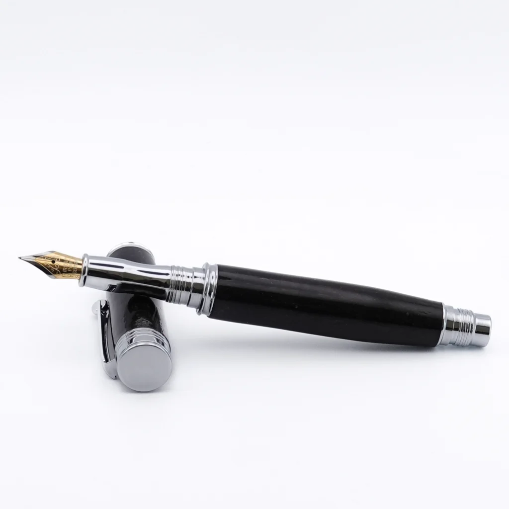Bog Oak Fountain Pen with Chrome Plated Fittings (1245)