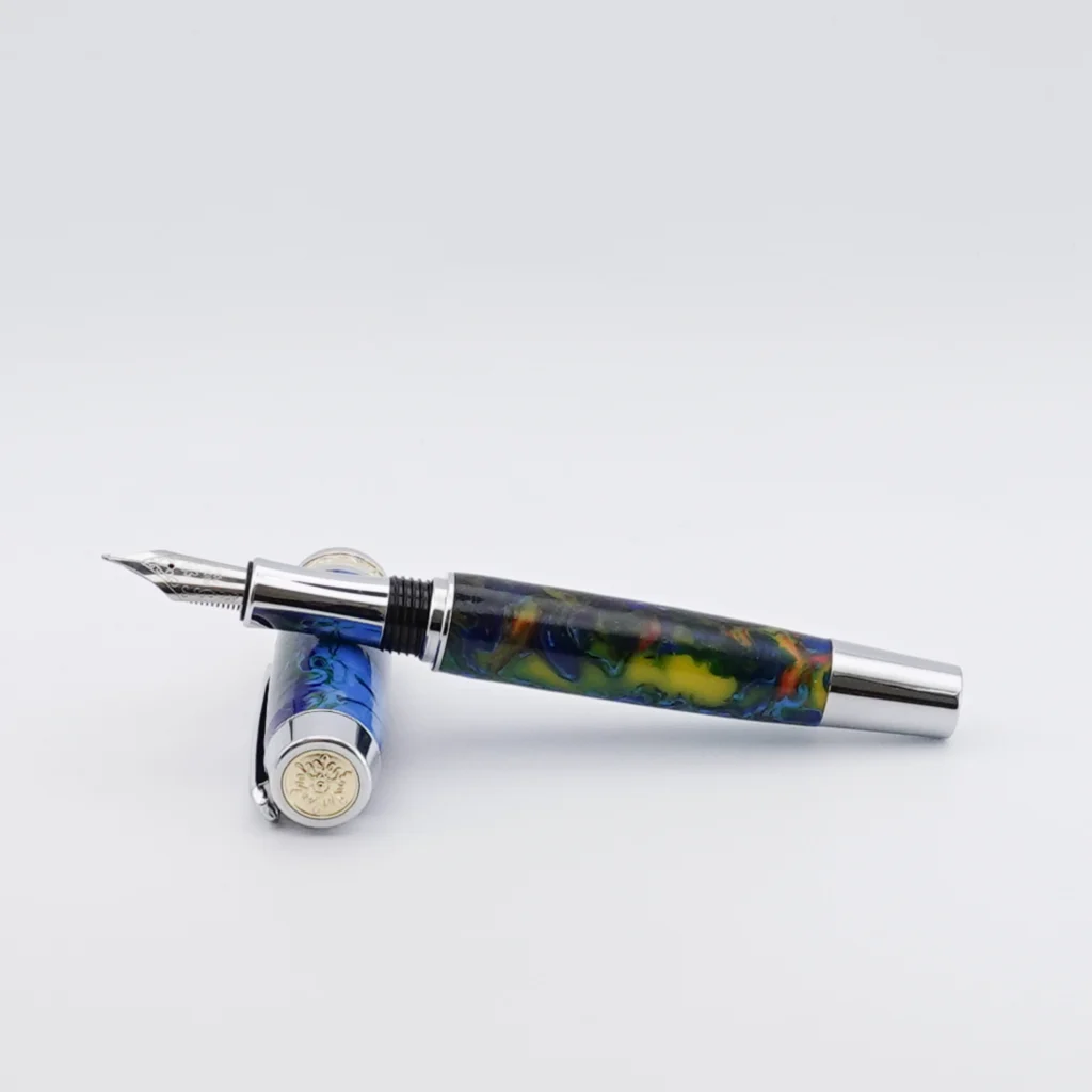 Multicoloured Fountain Pen with Chrome and Gold Plated Fittings (1252)