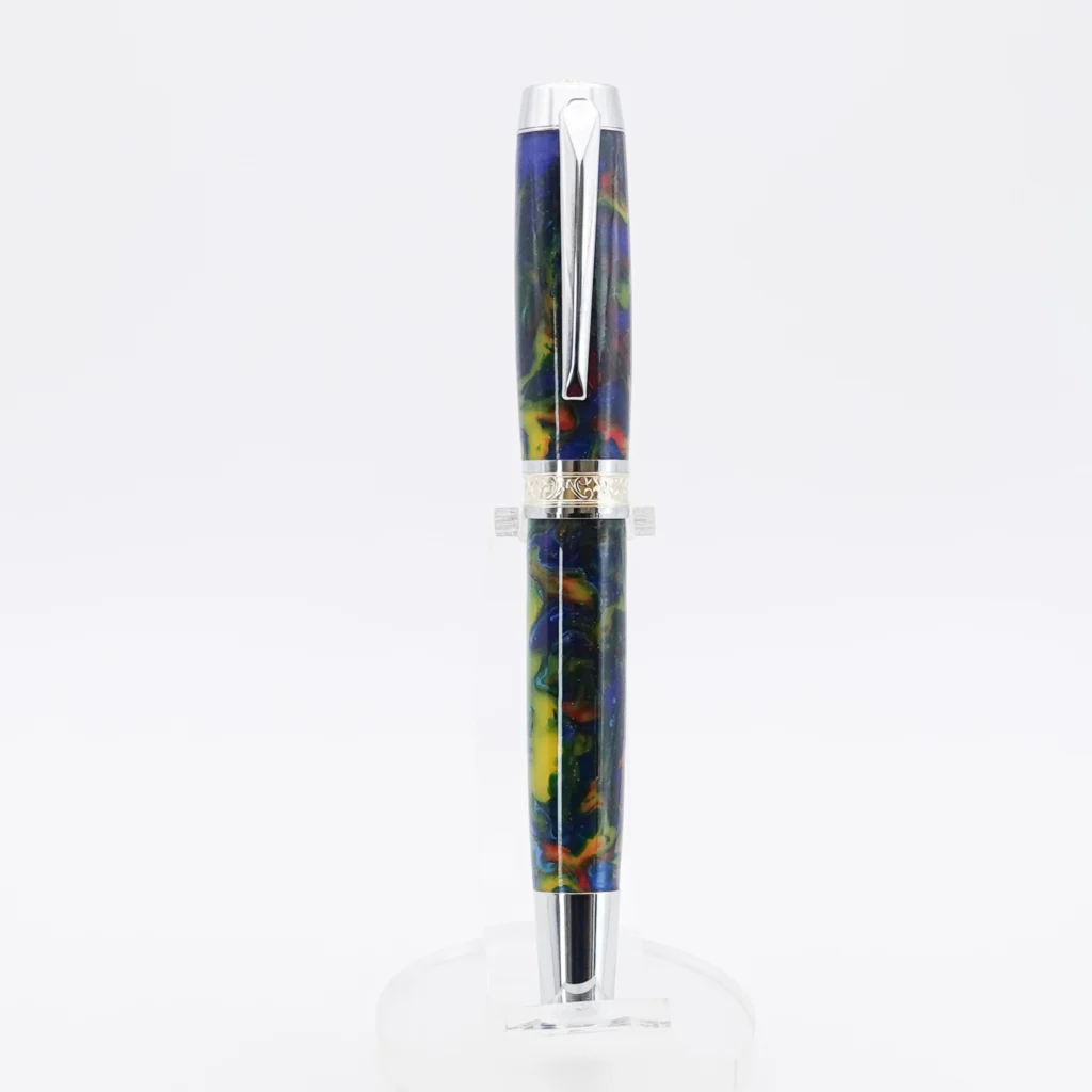 Multicoloured Fountain Pen with Chrome and Gold Plated Fittings (1252)