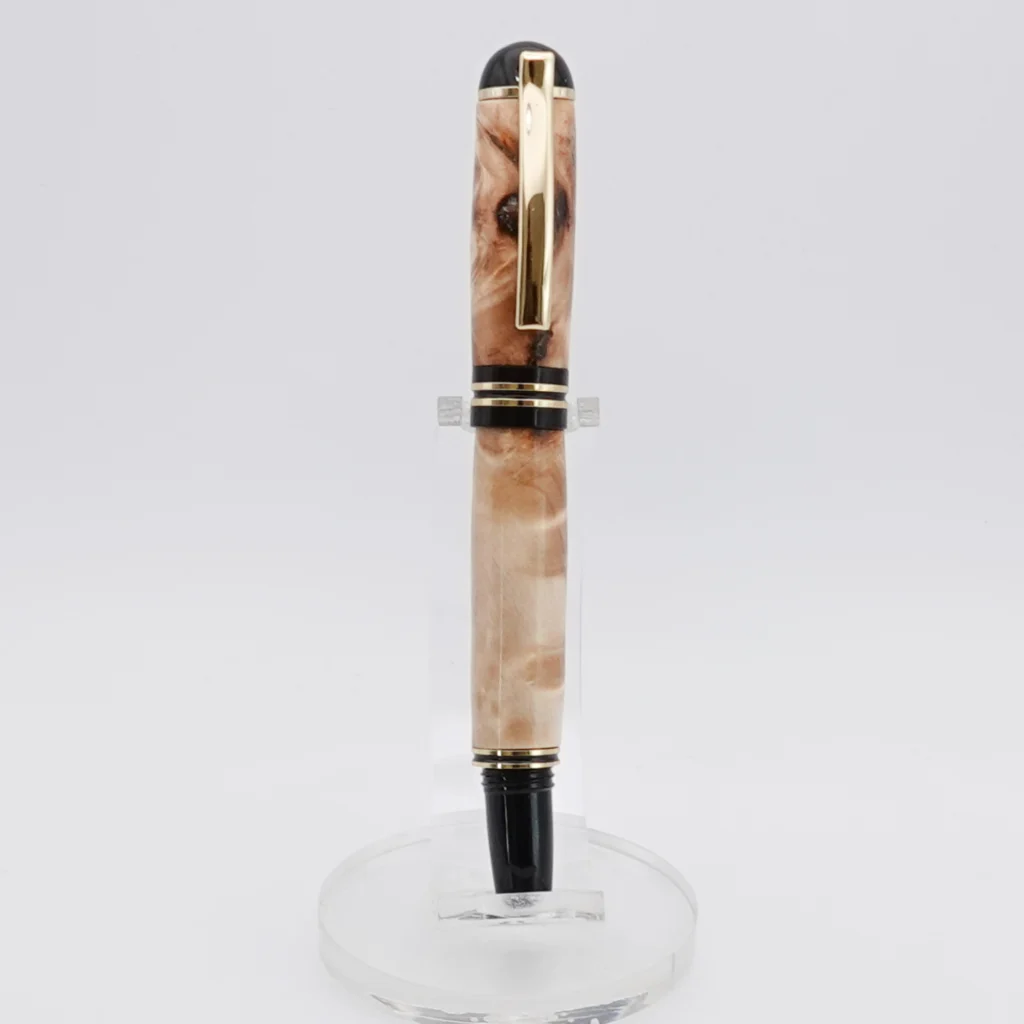 Poplar Burr Fountain Pen with Black and Gold Fittings (1253)