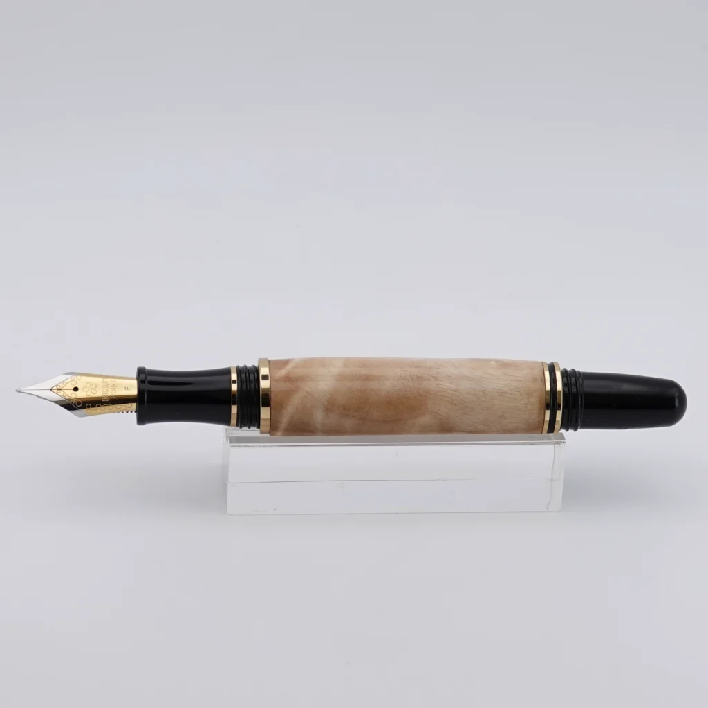 Poplar Burr Fountain Pen with Black and Gold Fittings (1253)