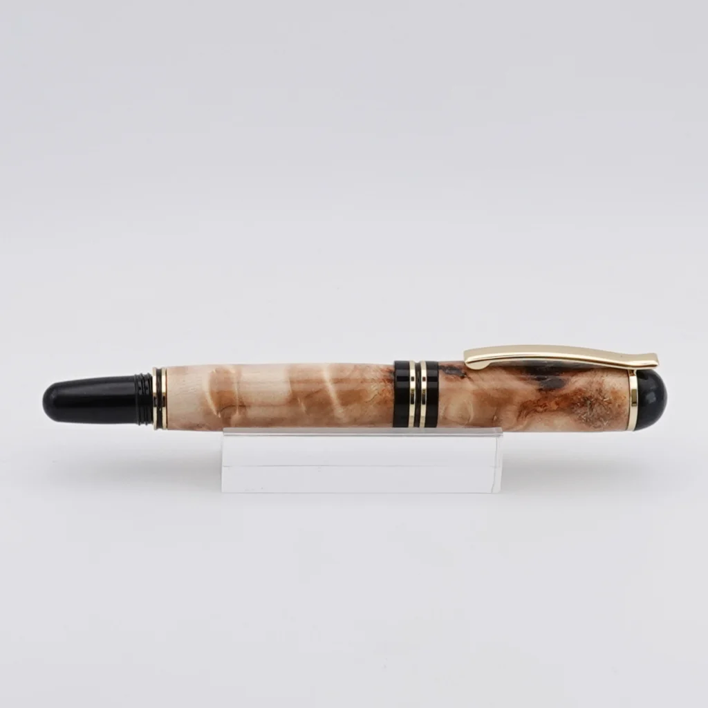 Poplar Burr Fountain Pen with Black and Gold Fittings (1253)