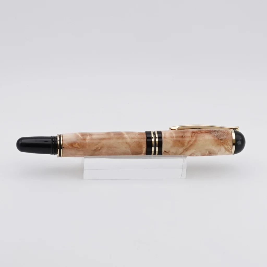 Poplar Burr Fountain Pen with Black and Gold Fittings (1253)