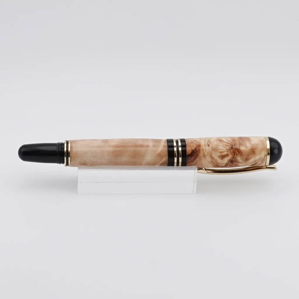 Poplar Burr Fountain Pen with Black and Gold Fittings (1253)