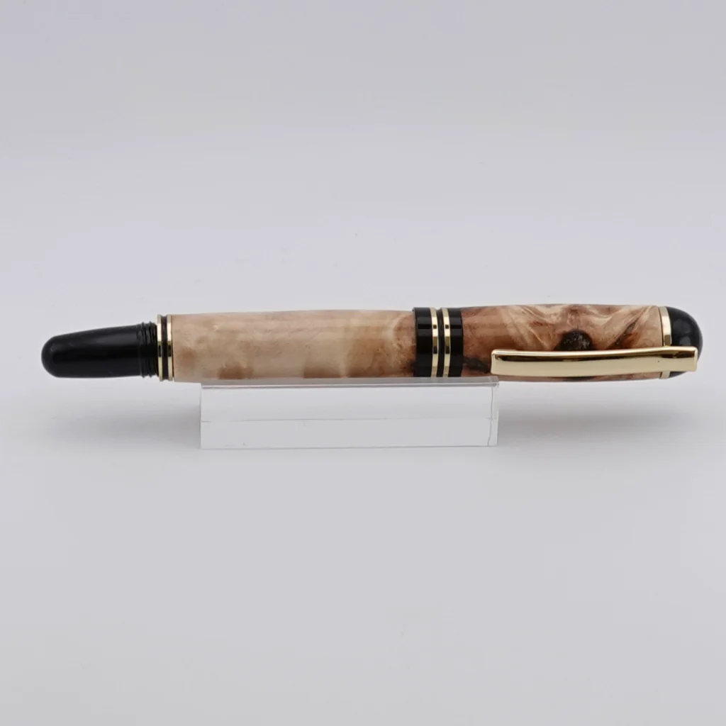 Poplar Burr Fountain Pen with Black and Gold Fittings (1253)