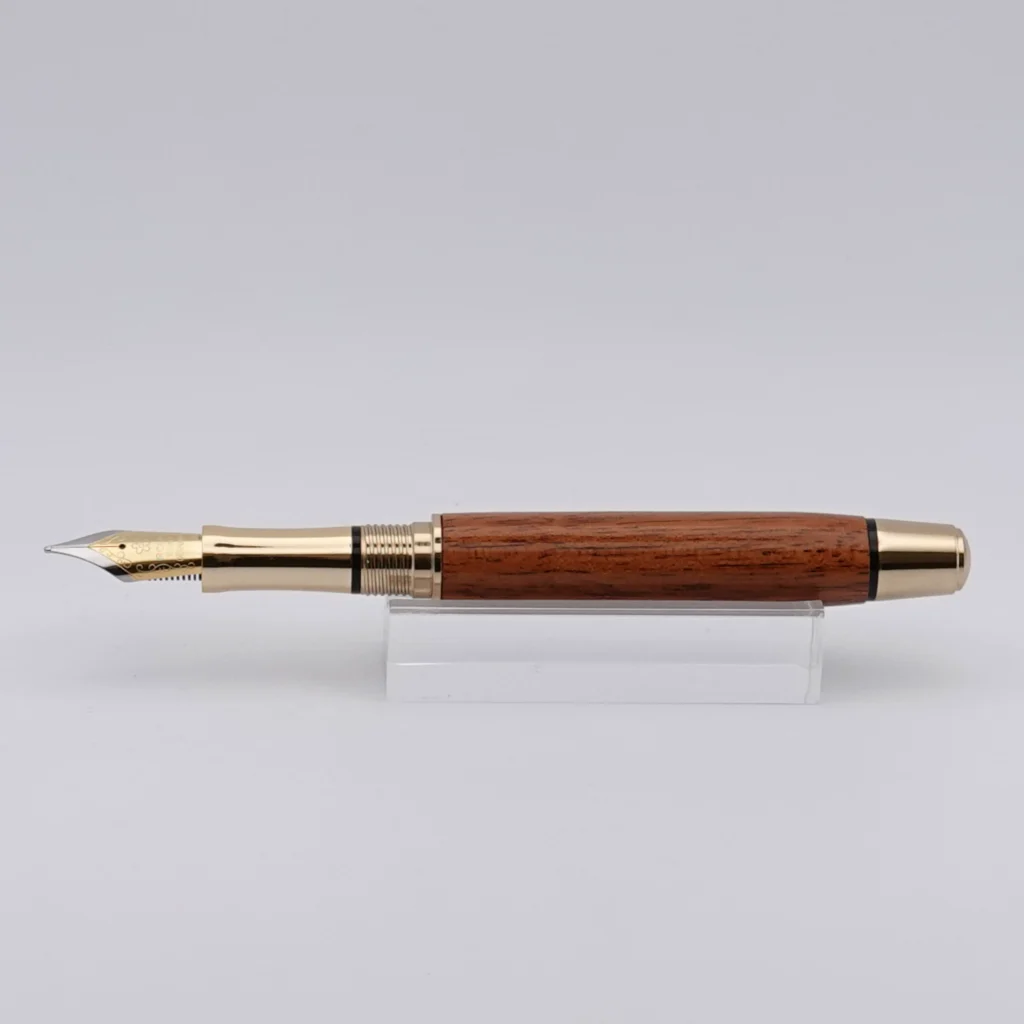 Recycled Mahogany Fountain Pen with Gold and Black Fittings (1254)