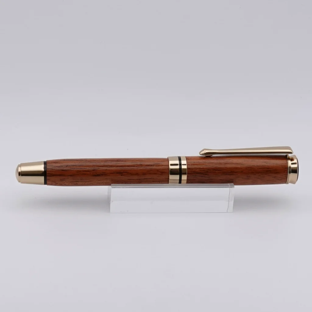 Recycled Mahogany Fountain Pen with Gold and Black Fittings (1254)