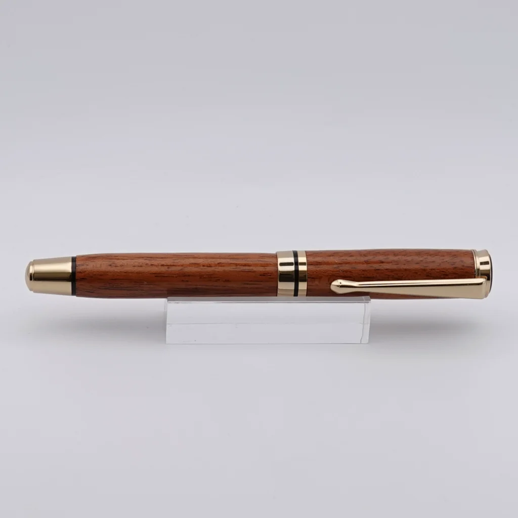 Recycled Mahogany Fountain Pen with Gold and Black Fittings (1254)