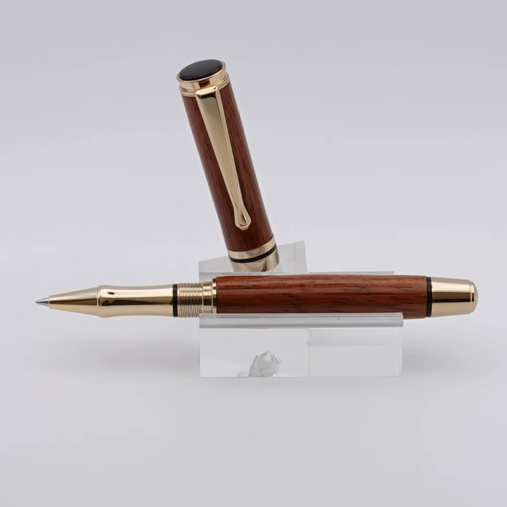 Recycled Mahogany Rollerball Pen with Gold and Black Fittings (1255)