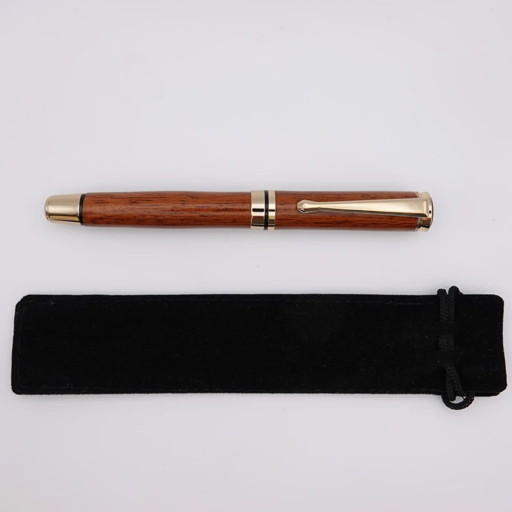 Recycled Mahogany Rollerball Pen with Gold and Black Fittings (1255)