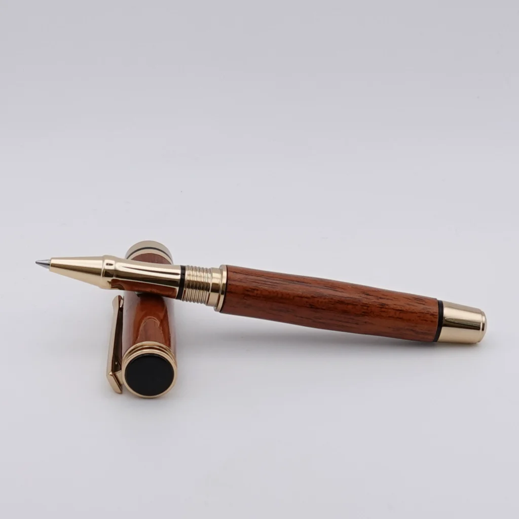Recycled Mahogany Rollerball Pen with Gold and Black Fittings (1255)