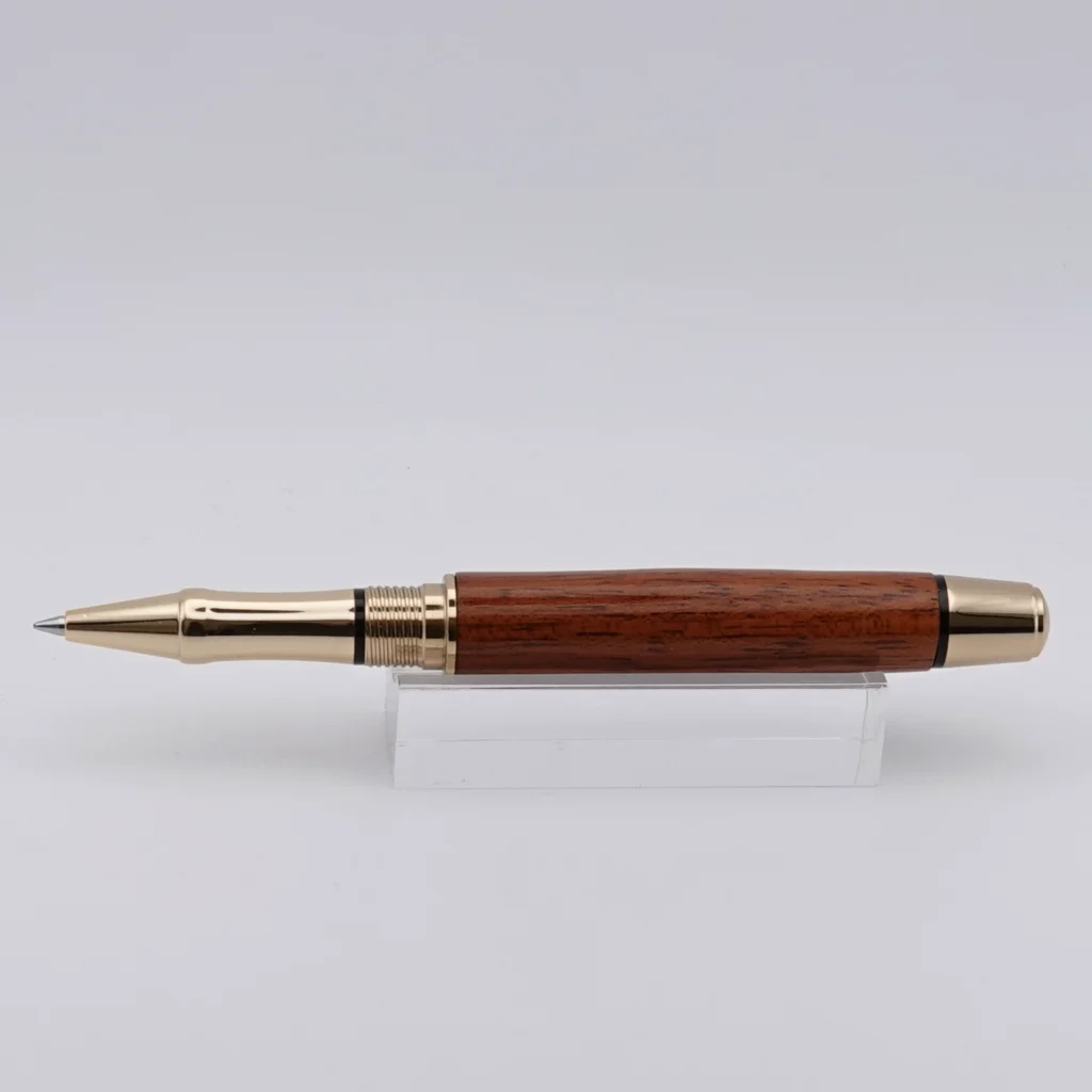Recycled Mahogany Rollerball Pen with Gold and Black Fittings (1255)