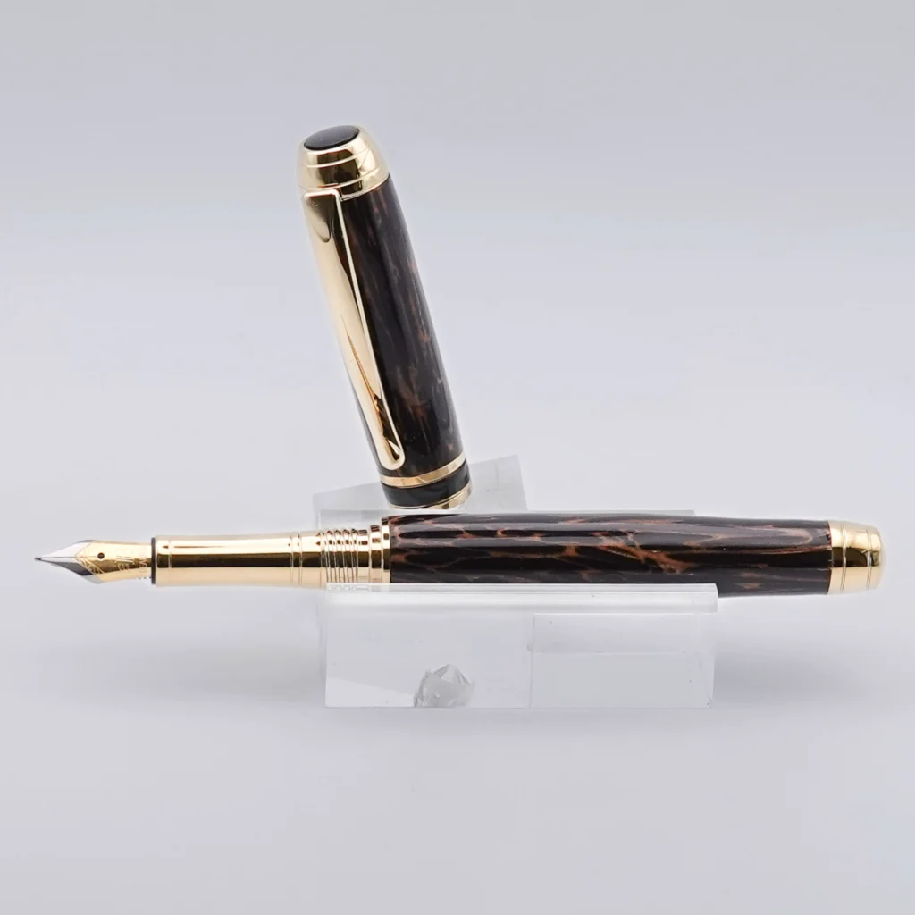 Black Palmira Fountain Pen with Titanium Gold and Black Chrome Fittings (1258)