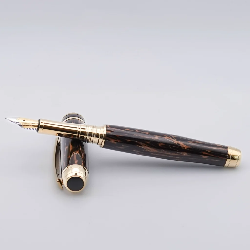 Black Palmira Fountain Pen with Titanium Gold and Black Chrome Fittings (1258)