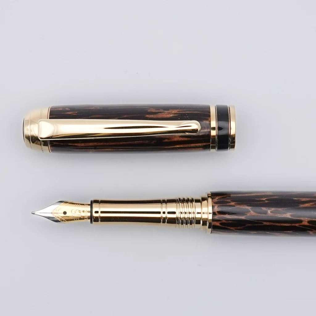 Black Palmira Fountain Pen with Titanium Gold and Black Chrome Fittings (1258)