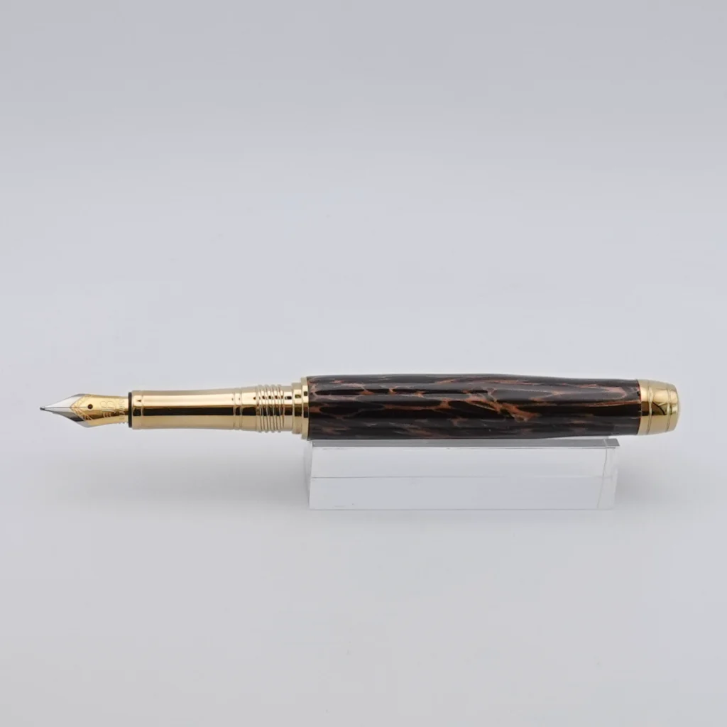 Black Palmira Fountain Pen with Titanium Gold and Black Chrome Fittings (1258)