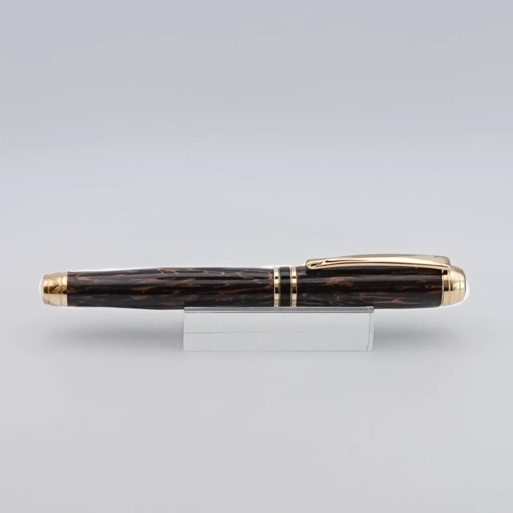 Black Palmira Fountain Pen with Titanium Gold and Black Chrome Fittings (1258)