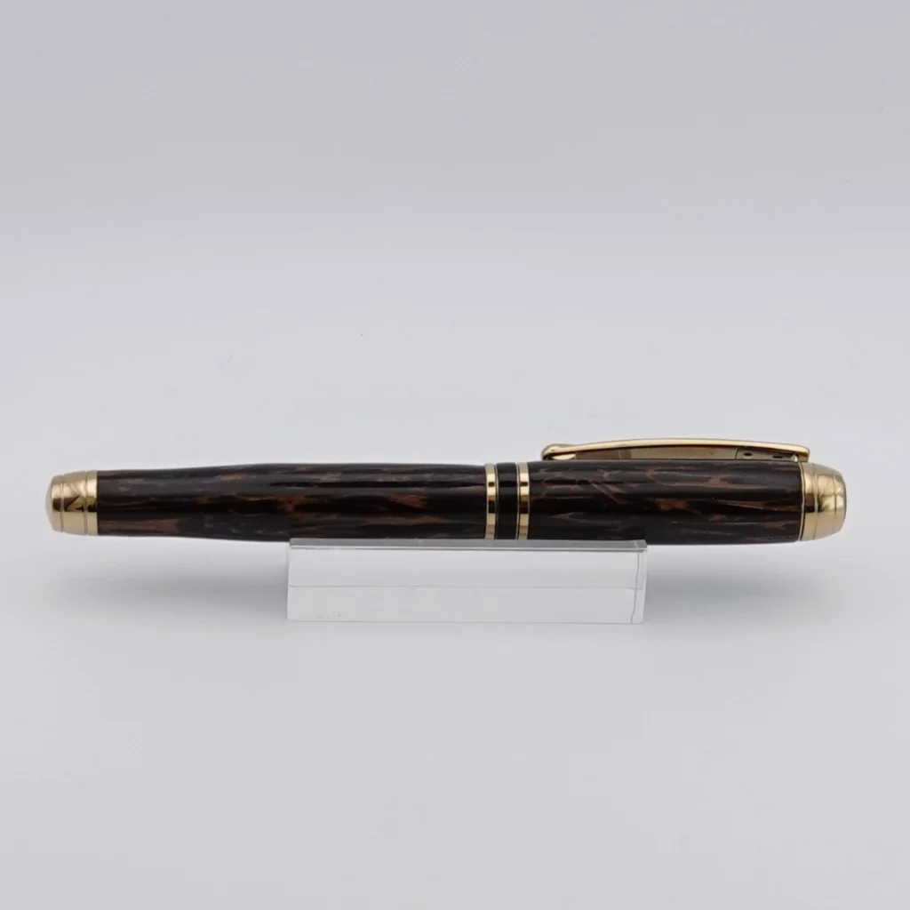 Black Palmira Fountain Pen with Titanium Gold and Black Chrome Fittings (1258)