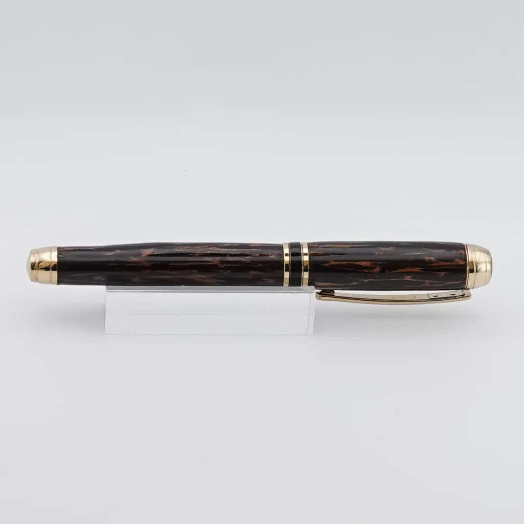 Black Palmira Fountain Pen with Titanium Gold and Black Chrome Fittings (1258)