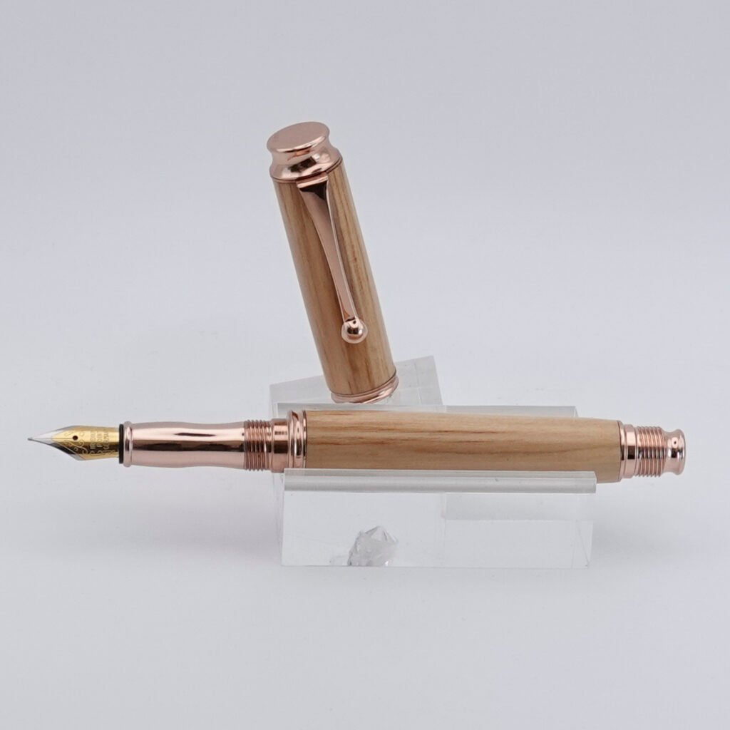 Olive Fountain Pen with Rose Gold Coloured Fittings (1262)