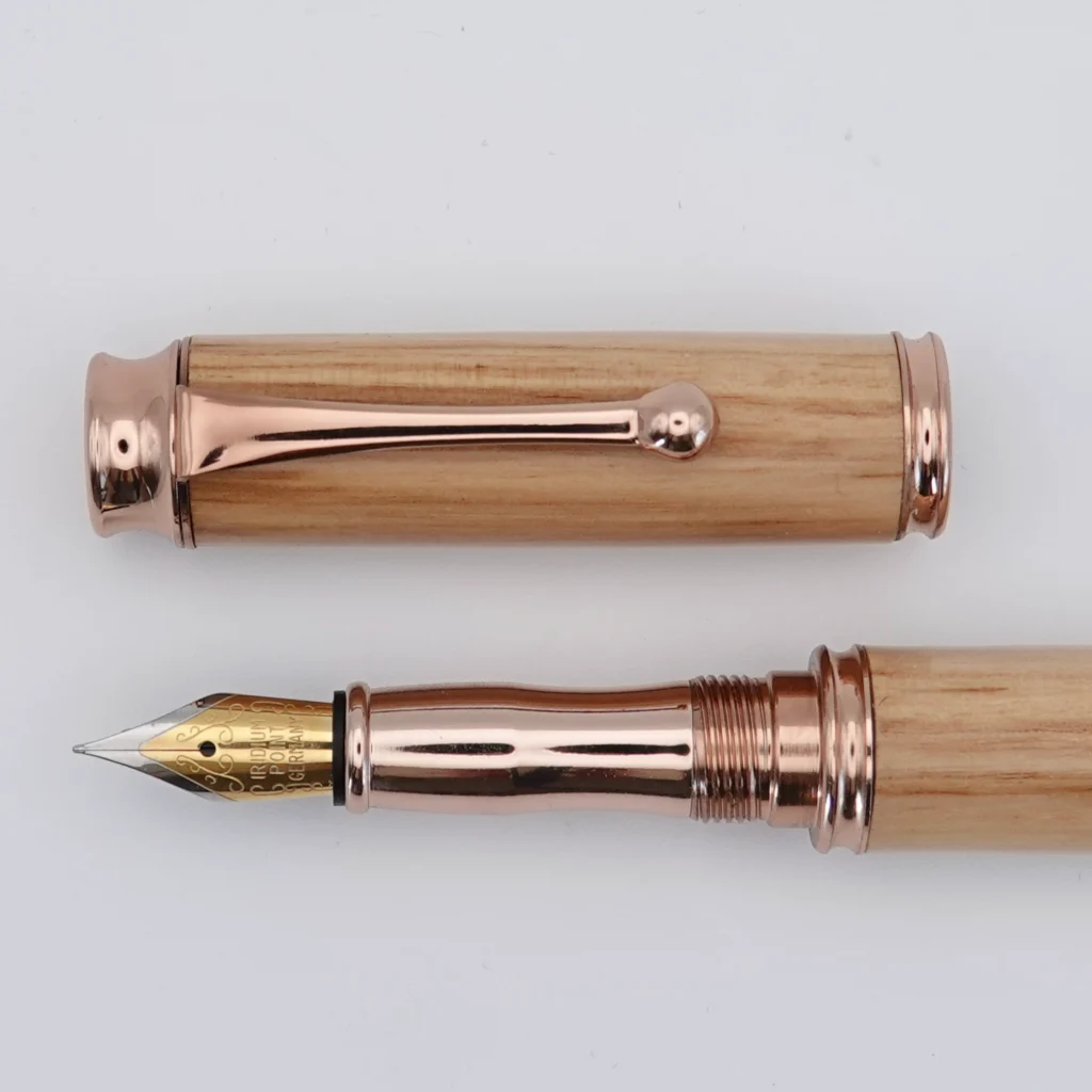 Olive Fountain Pen with Rose Gold Coloured Fittings (1262)