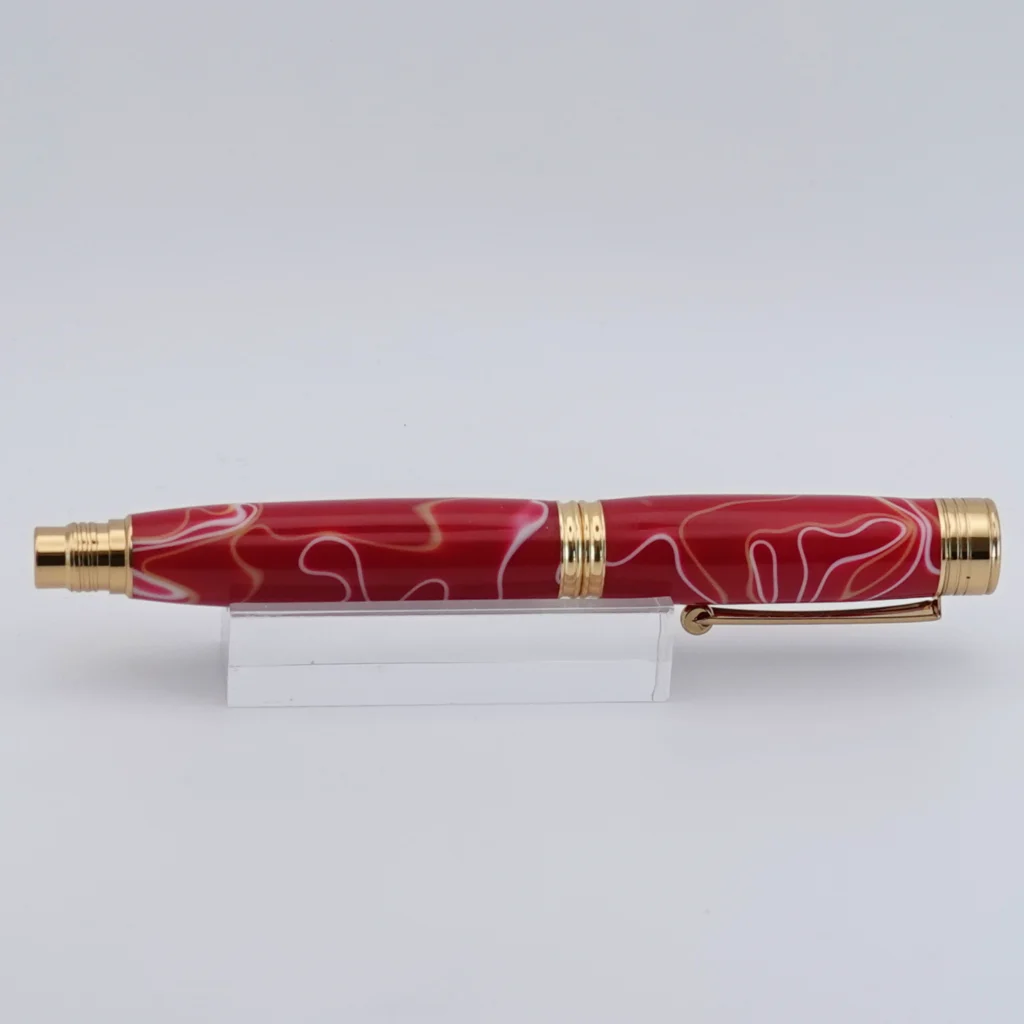 Red Multicoloured Fountain Pen with Gold Plated Fittings (1267)