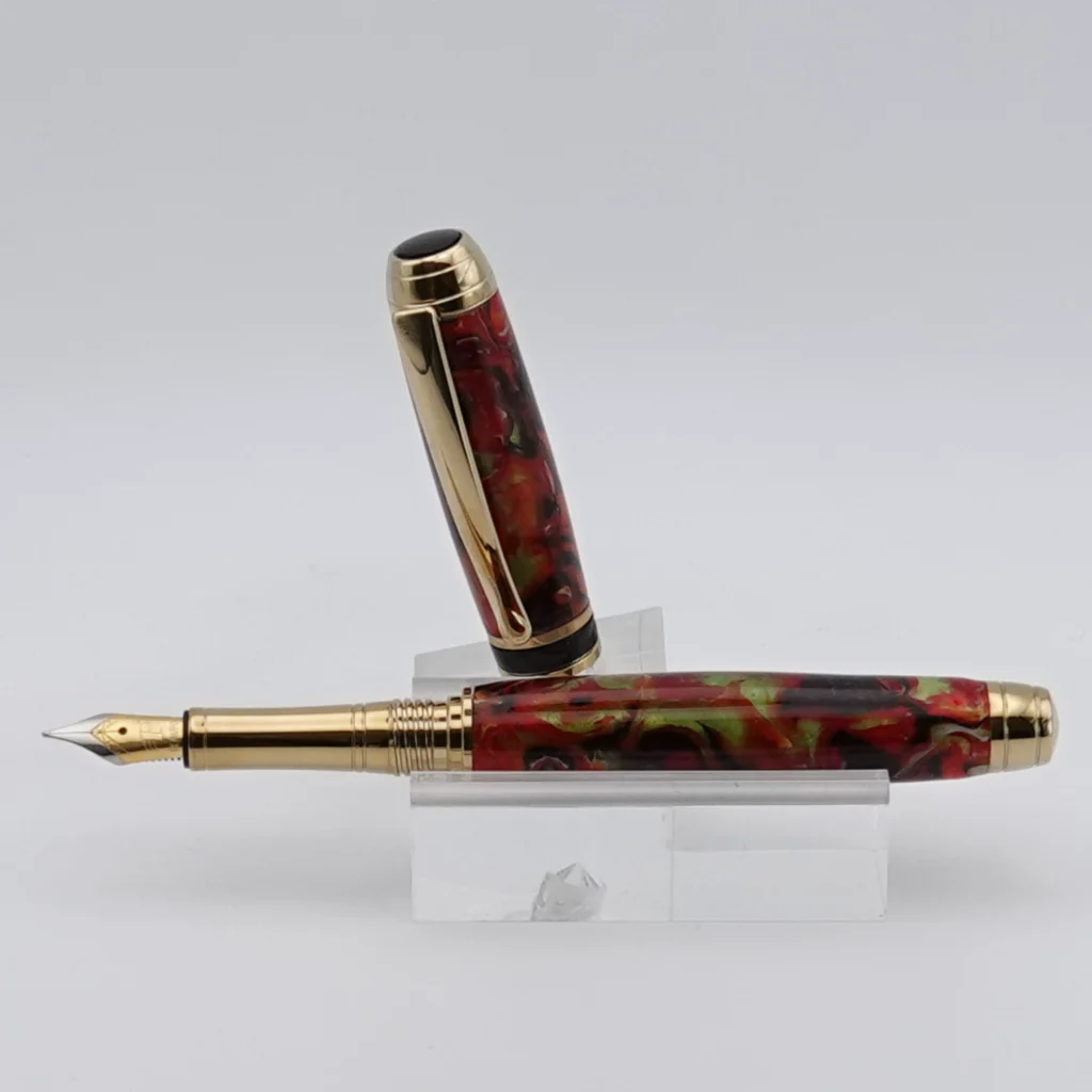 Luxury Multicoloured Fountain Pen with Titanium Gold and Black Chrome Fittings