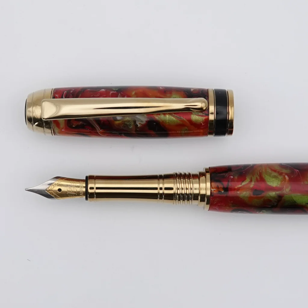Luxury Multicoloured Fountain Pen with Titanium Gold and Black Chrome Fittings