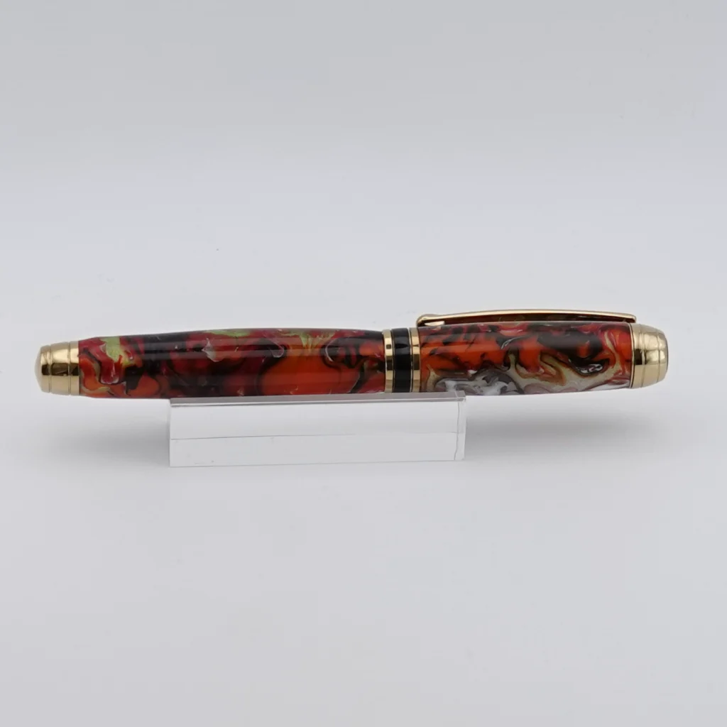 Luxury Multicoloured Fountain Pen with Titanium Gold and Black Chrome Fittings