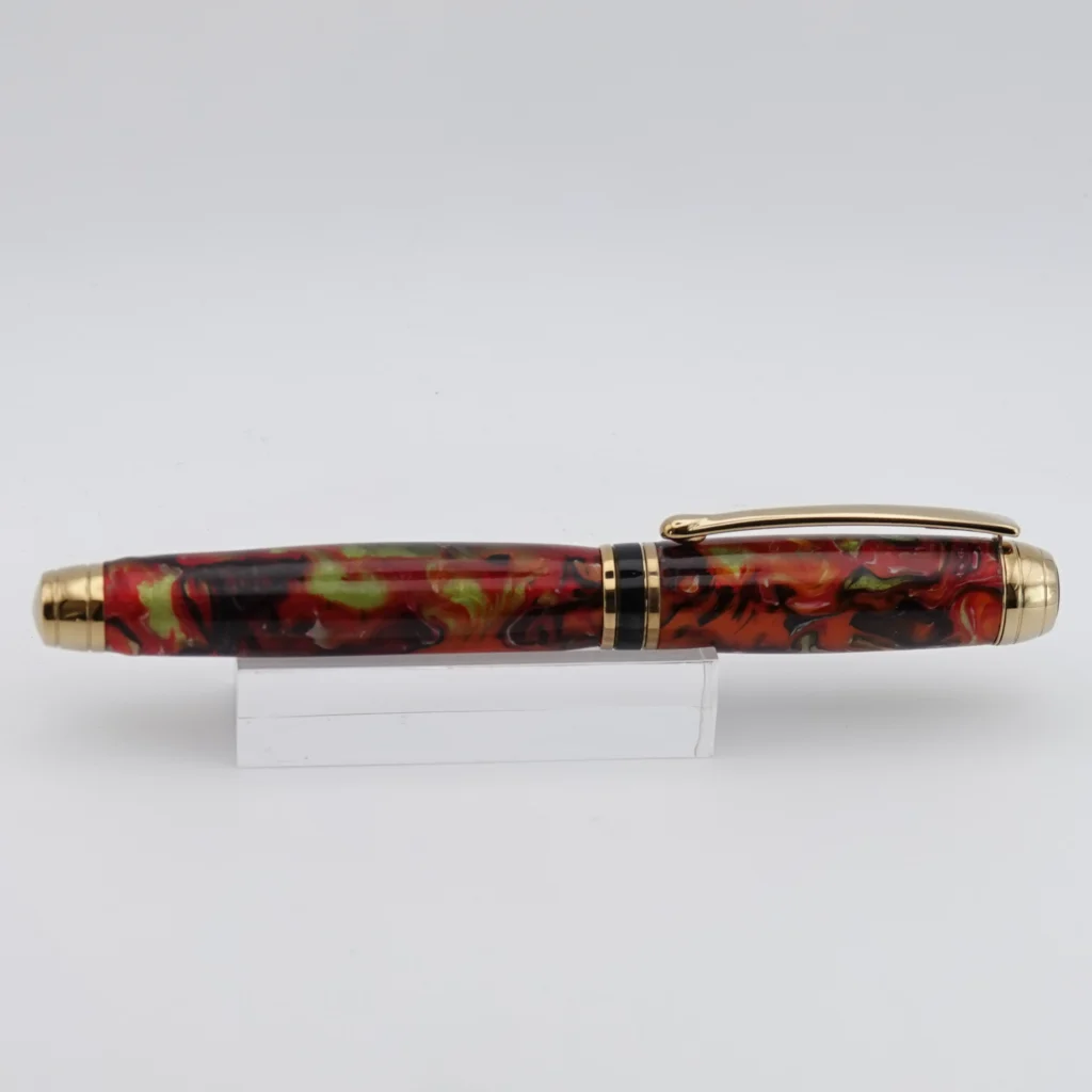 Luxury Multicoloured Fountain Pen with Titanium Gold and Black Chrome Fittings