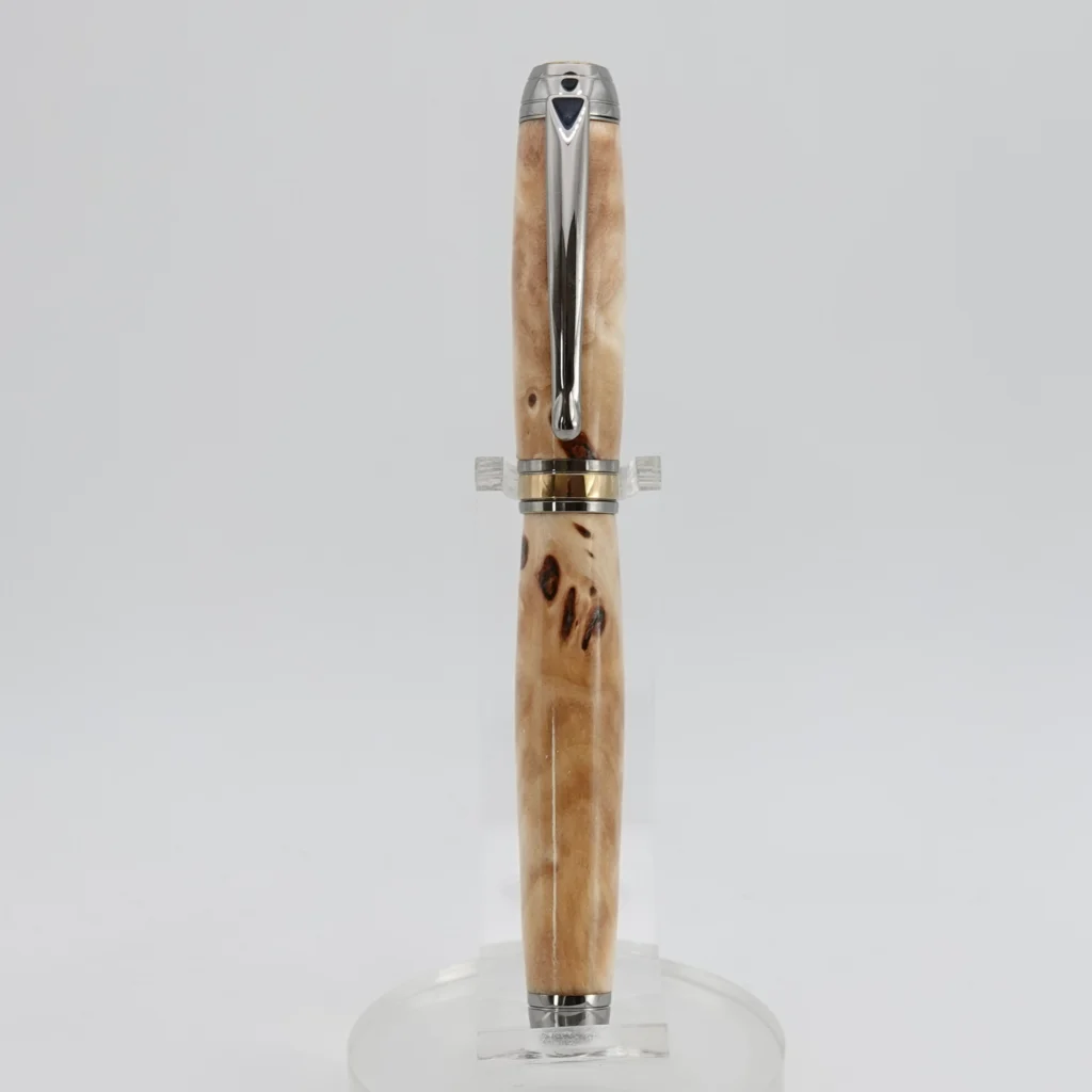 Luxury Burr Poplar Fountain Pen with Black Titanium and Titanium Gold Fittings
