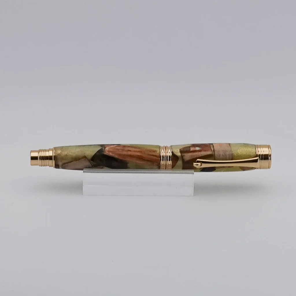 Fountain Pen made from Scrap Wood and Green Resin (1300)