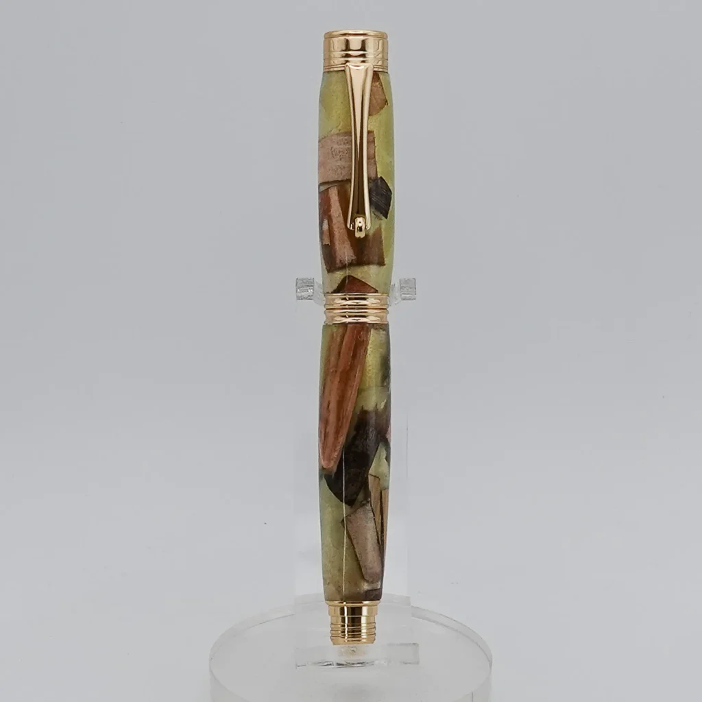 Fountain Pen made from Scrap Wood and Green Resin (1300)