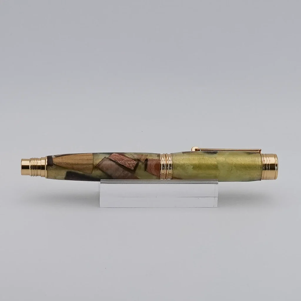 Fountain Pen made from Scrap Wood and Green Resin (1300)